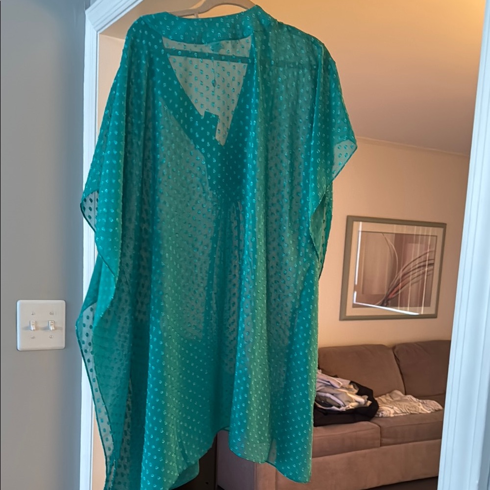 Teal Sheer Women's Top - Picture 2 of 2